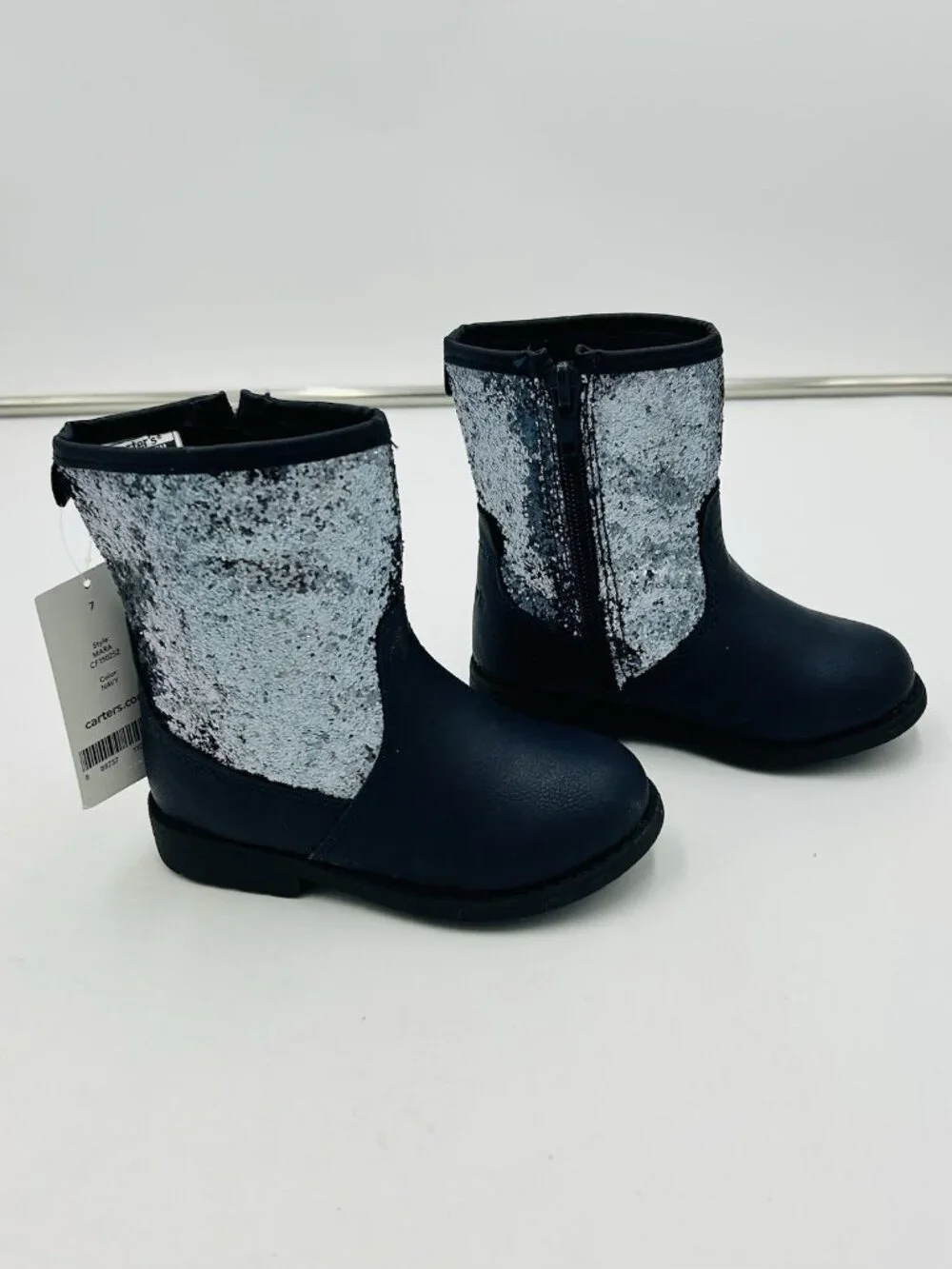 Carter's Toddler Girls Mara Navy Blue Glitter Boot Bootie Size 7 NEW